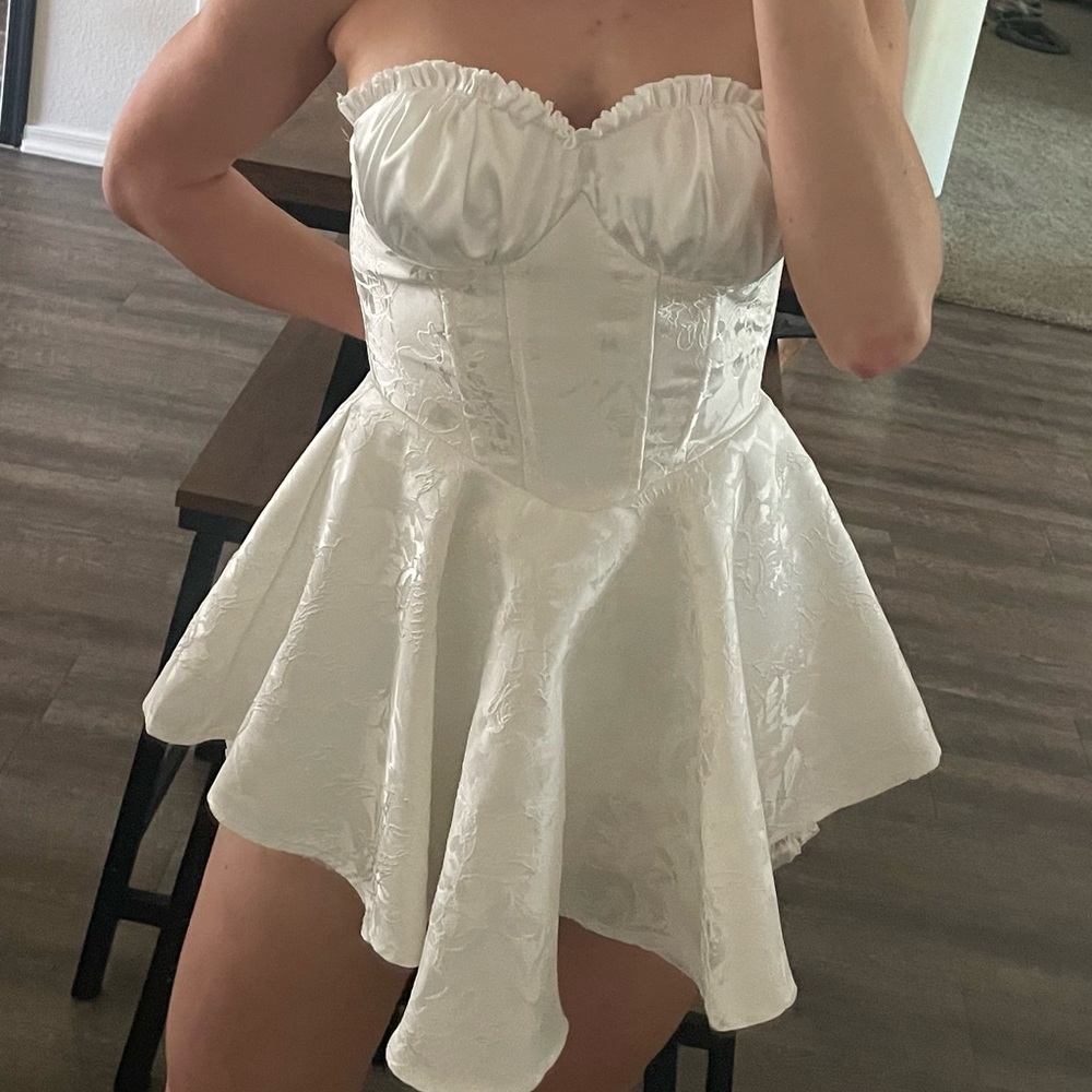 White Rose Jacquard Dress/Romper